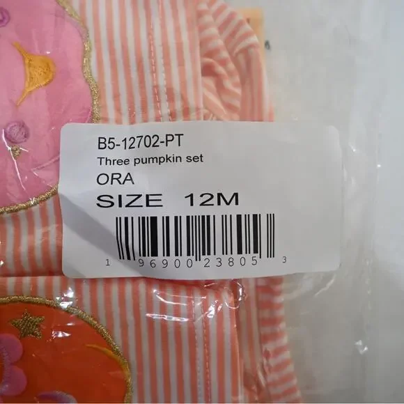 Bonnie Baby Pumpkin Appliqué Top & Leggings Set 12 Month NEW - Picture 10 of 10